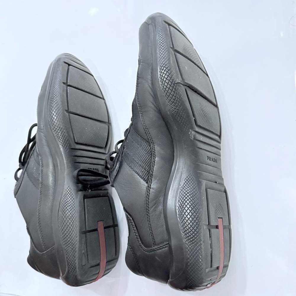 Prada Men's Black Leather Sneakers - Picture 7 of 7
